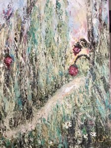Strawberry forest original oil painting large canvas