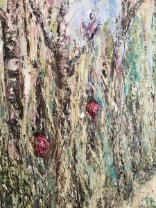 Strawberry forest original oil painting large canvas