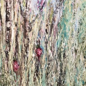 Strawberry forest original oil painting large canvas