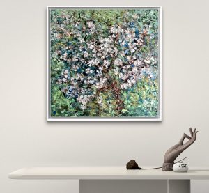 Apple blossom tree original oil painting on large canvas