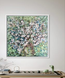 Apple blossom tree original oil painting on large canvas