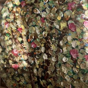Fantasy of an apple tree original oil painting on round canvas