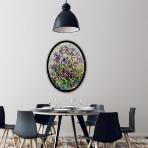 Irises oval canvas painting