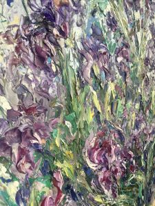 Irises oval canvas painting 
