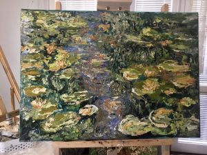 Lillies pond original oil painting on canvas