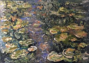 Lillies pond original oil painting on canvas