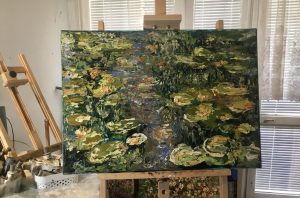 Lillies pond original oil painting on canvas