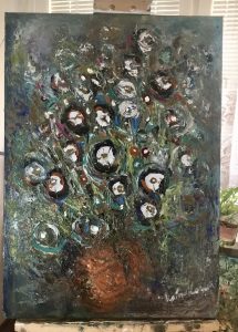 Floral fantasy original oil painting on large canvas