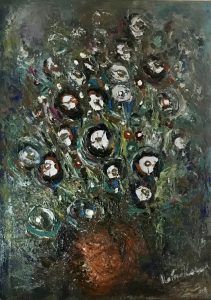 Floral fantasy original oil painting on large canvas