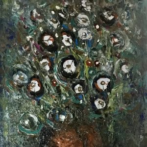 Floral fantasy original oil painting on large canvas