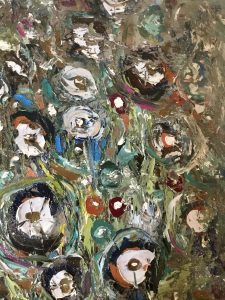Floral fantasy original oil painting on large canvas