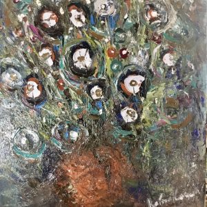 Floral fantasy original oil painting on large canvas