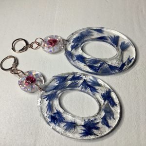 Cornflower long drop earrings gift