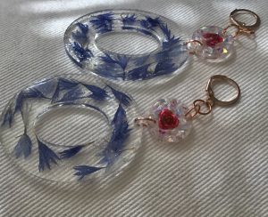 Cornflower long drop earrings gift