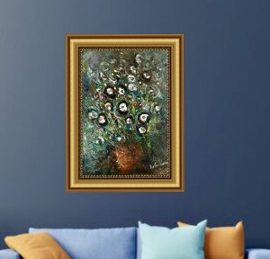 Floral fantasy original oil painting on large canvas
