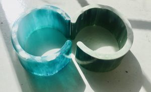 Set of 2 resin cuff bracelets,blue & green bracelets,watercolor effect resin bangles,unique handmade bracelets gifts for her, women jewelry.