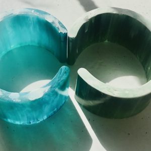 Set of 2 resin cuff bracelets,blue & green bracelets,watercolor effect resin bangles,unique handmade bracelets gifts for her, women jewelry.