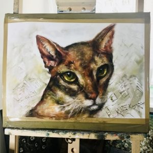 Abyssinean cat painting