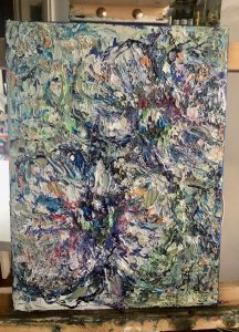 Blue orchids abstract painting 