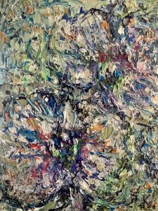 Blue orchids abstract painting 