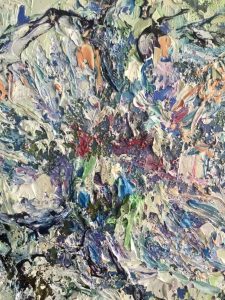 Blue orchids abstract painting 