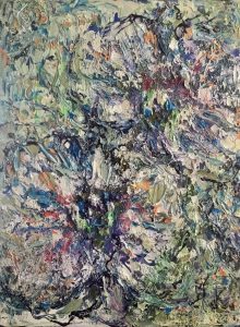 Blue orchids abstract painting 