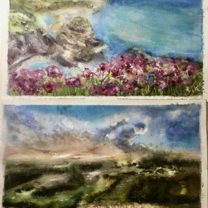 Landscapes of England watercolor dyptich