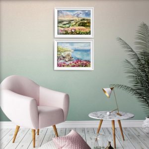Landscapes of England watercolor dyptich