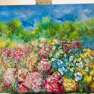 Blooming gardens original oil painting on large canvas Blooming gardens original oil painting on large canvas