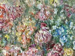 Blooming gardens original oil painting on large canvas