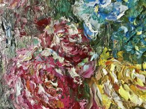Blooming gardens original oil painting on large canvas