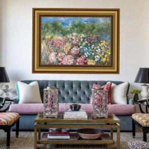 Blooming gardens original oil painting on large canvas