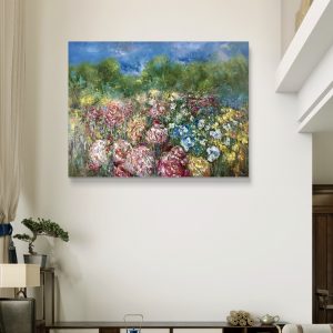Blooming gardens original oil painting on large canvas