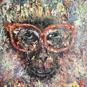 Monkey in glasses painting