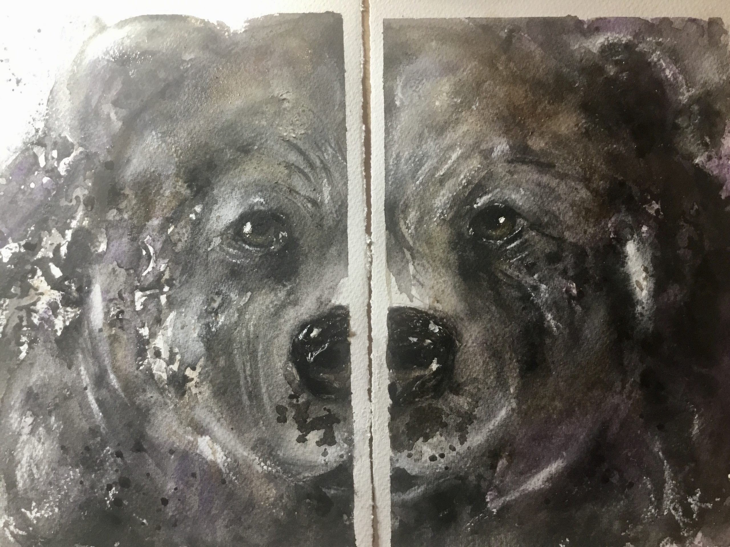 Bear dyptich original watercolor
