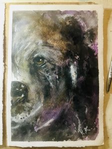 Bear dyptich original watercolor