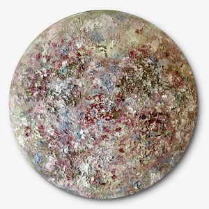 Moon gardens original oil painting on round canvas