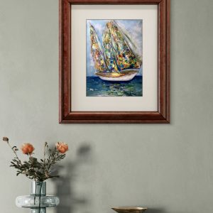 Sun boat original watercolour painting Sun boat original watercolour painting