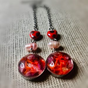 Red moss earrings