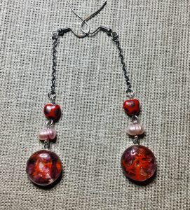 Red moss earrings