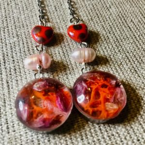 Red moss earrings