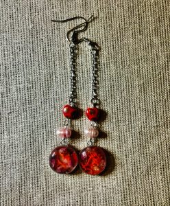 Red moss earrings