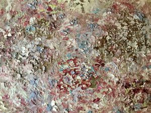 Moon gardens original oil painting on round canvas