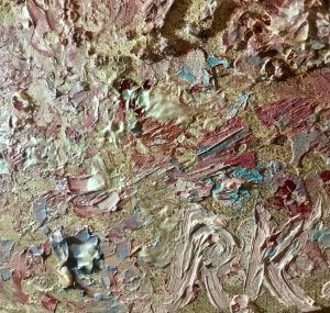 Moon gardens original oil painting on round canvas