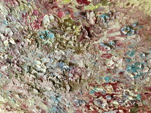 Moon gardens original oil painting on round canvas