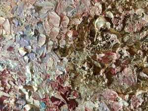 Moon gardens original oil painting on round canvas