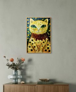 Yellow dots cat painting