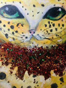 Yellow dots cat painting