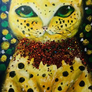 Yellow dots cat painting