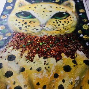 Yellow dots cat painting